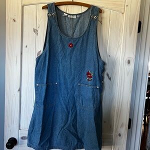 Denim Sleeveless Dress with Embroidered Details